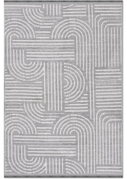 Crea Halı Rana 6115S Gri Yazlık Halı Kaydırmaz Taban Renkli Yıkanabilir Dokuma Kilim