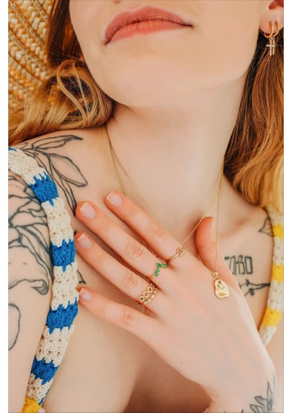 14 Ayar Altın Doğal Zümrüt Taç Yüzük KRS0012-14GR fiyatları