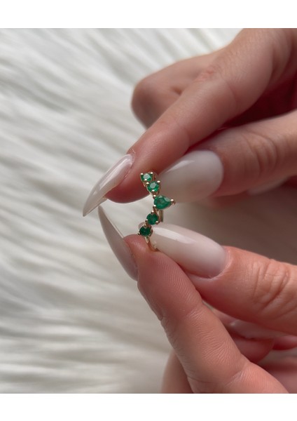 14 Ayar Altın Doğal Zümrüt Taç Yüzük KRS0012-14GR modelleri