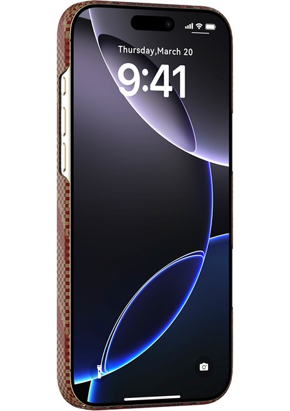 iPhone 16 Pro Kılıf M-Safe Şarj Özellikli Raptic Aramid Skin Bionic Serisi Kapak Kırmızı