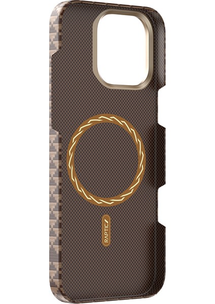 iPhone 16 Pro Max Kılıf M-Safe Uyumlu Raptic Aramid Skin Origin Serisi Kapak Kahverengi