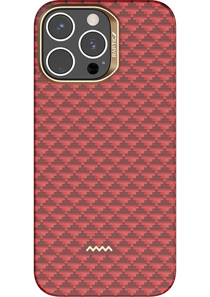 iPhone 16 Pro Max Kılıf M-Safe Uyumlu Raptic Aramid Skin Origin Serisi Kapak Kırmızı