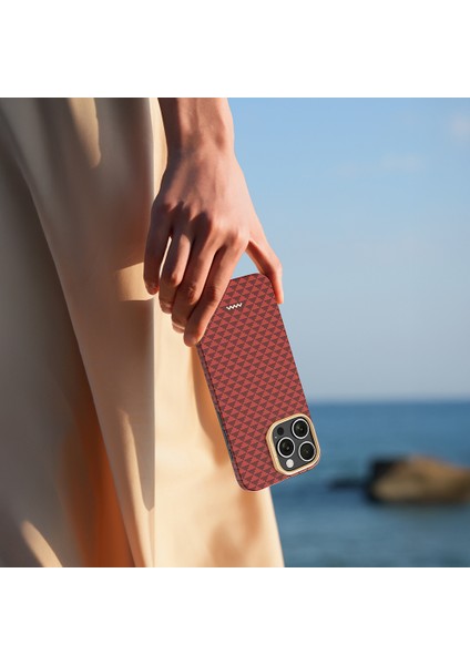 iPhone 16 Pro Max Kılıf M-Safe Uyumlu Raptic Aramid Skin Origin Serisi Kapak Kırmızı modelleri