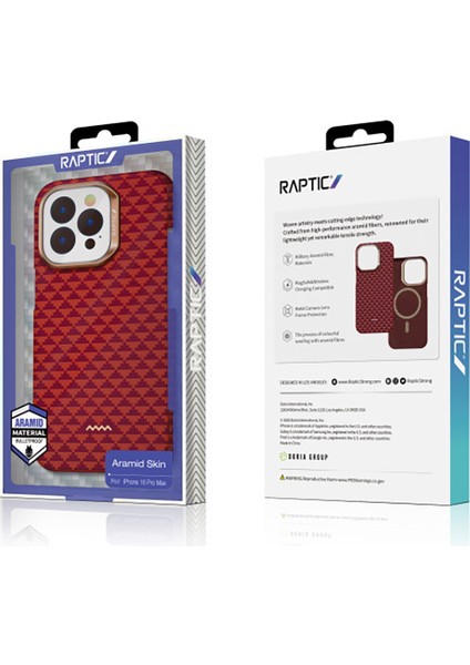 iPhone 16 Pro Max Kılıf M-Safe Uyumlu Raptic Aramid Skin Origin Serisi Kapak Kırmızı indirimleri