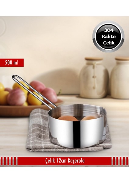 Çelik Kaçerola Sosluk Sütlük 12CM