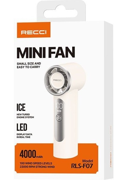 RLS-F07 Dijital LED Göstergeli 6 Kademeli Mini Soğutucu El Fanı Beyaz indirimleri