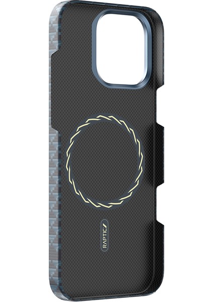 iPhone 16 Pro Kılıf M-Safe Şarj Özellikli Raptic Aramid Skin Origin Serisi Kapak Lacivert