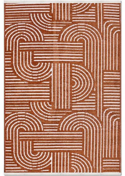 Crea Halı Rana 6110S Turuncu Yazlık Halı Kaydırmaz Taban Renkli Yıkanabilir Dokuma Kilim
