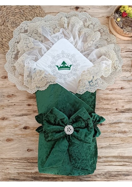 Dantelli Taçlı Bebek Kundağı Unisex Bebek Dış Kundak Battaniyesi Hastane Çıkışı Mevlütlük Kundak modelleri