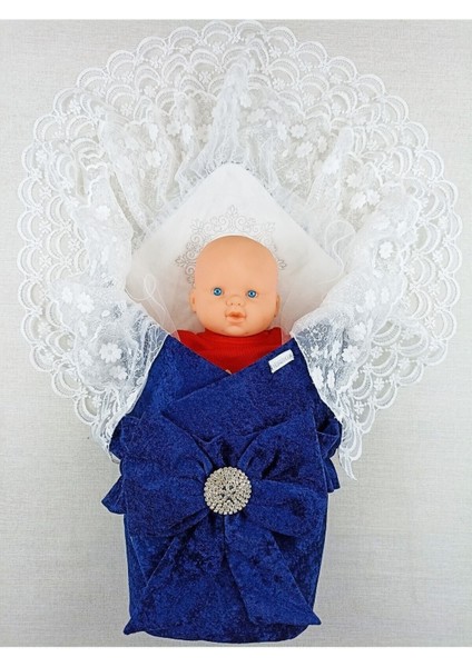 Dantelli Taçlı Bebek Kundağı Unisex Bebek Dış Kundak Battaniyesi Hastane Çıkışı Mevlütlük Kundak modelleri