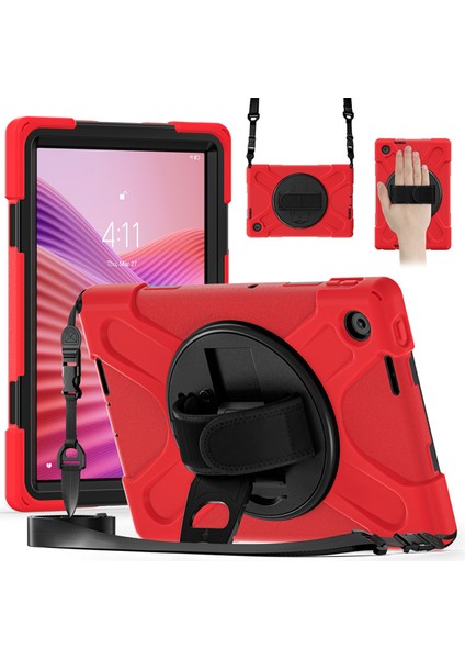 Lenovo Tab 10.1 (2025) TB311XU Kickstand Tpu Pc Silikon Tablet Kılıfı Omuz Askılı (Yurt Dışından)