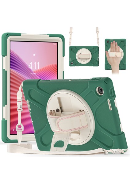 Lenovo Tab 10.1 (2025) TB311XU Kickstand Tpu Pc Silikon Tablet Kılıfı Omuz Askılı (Yurt Dışından)