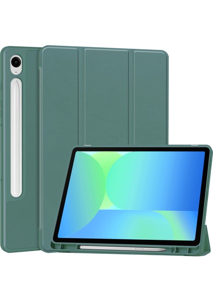 Samsung Galaxy Tab S10 Fe / S9 Fe Darbe Emici Deri Tablet Kılıfı Kalem Yuvası ile (Yurt Dışından)
