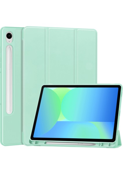 Samsung Galaxy Tab S10 Fe / S9 Fe Darbe Emici Deri Tablet Kılıfı Kalem Yuvası ile (Yurt Dışından)