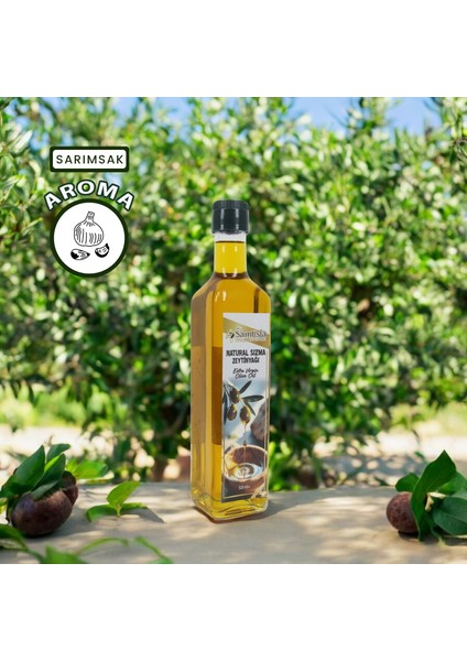 Soğuk Sıkım Natürel Sızma Zeytinyağı Sarımsak Aromalı 500 ml 0,5 Asit