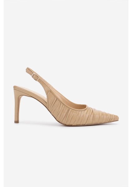 Kadın Hakiki Deri Bej Topuklu Ayakkabı 1138 2222 Bn Ayk Y25 Nude