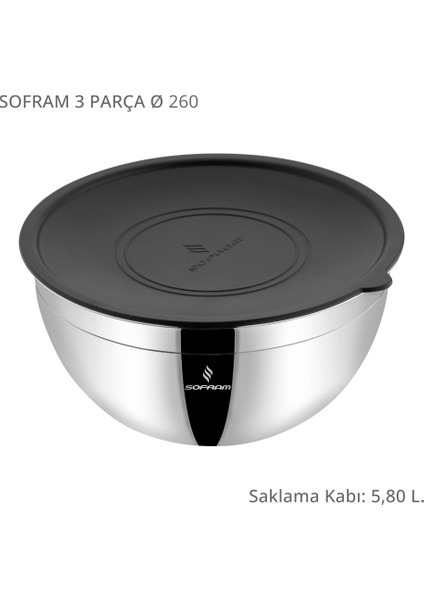 3 Parça 26 cm Karıştırma ve Saklama Kabı