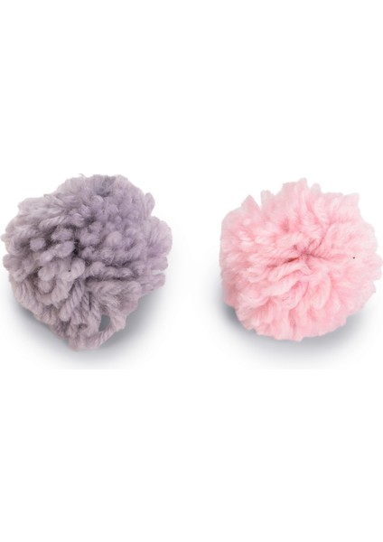 Beeztees Kedi Oyuncağı, Top, Yün, Pembe ve Gri, 2 Adet, 4cm