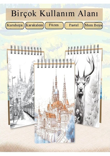 Telli Eskiz Defteri Canson 1557 A5 Spiralli 40 Yaprak 1 Adet 120 gr 148X210 mm Üstten Açılmalı Karakalem Sketch Book