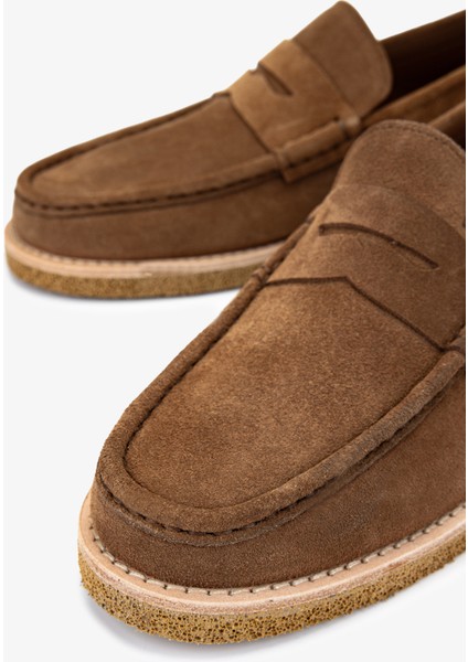 Erkek Hakiki Deri Tütün Süet Loafer Ayakkabı 537 3668 Erk Ayk Y25 Tutun Suet modelleri