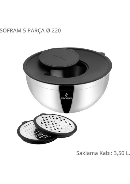 5 Parça 22 cm Karıştırma ve Saklama Kabı