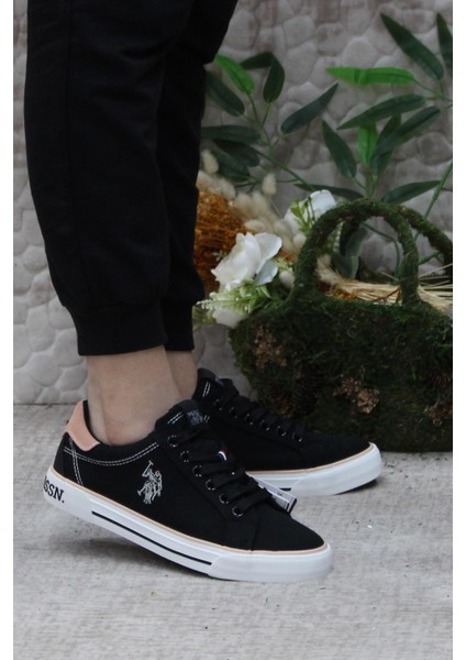 Rachel Siyah Keten Sneaker Kadın Ayakkabı