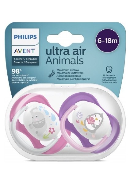 Ultra Air Animals 2li Desenli Emzik 6-18 Ay - Kız
