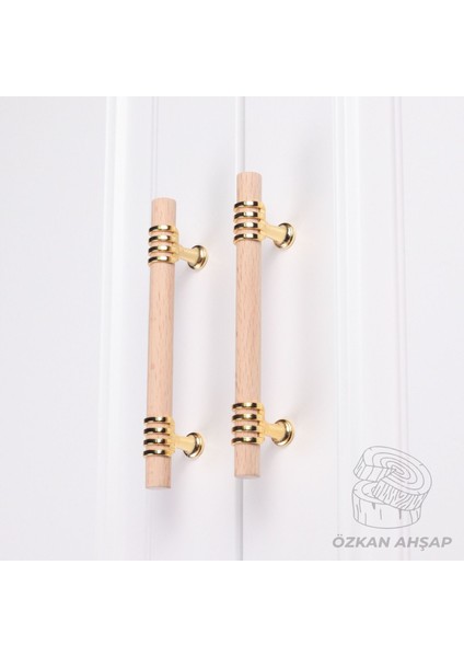 Gold Ahşap Kulp Modern Tasarım 96 mm Mutfak Mobilyası İçin Lüks Kullanım