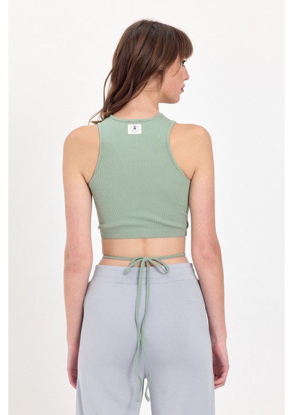 Belden Bağlamalı Fitilli Crop T-Shirt