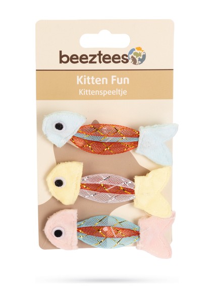Beeztees Yavru Kedi Oyuncağı, Esnek Balık, 3 Adet, 3,5x8,5cm