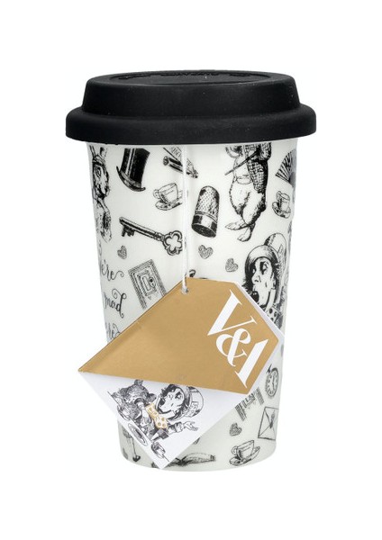 x V&a Alice In Wonderland 350ML Silikon Kapaklı Porselen Çift Çidarlı Kupa fiyatları