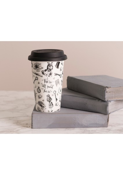 x V&a Alice In Wonderland 350ML Silikon Kapaklı Porselen Çift Çidarlı Kupa fırsatları