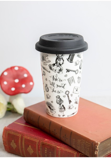 x V&a Alice In Wonderland 350ML Silikon Kapaklı Porselen Çift Çidarlı Kupa indirimleri