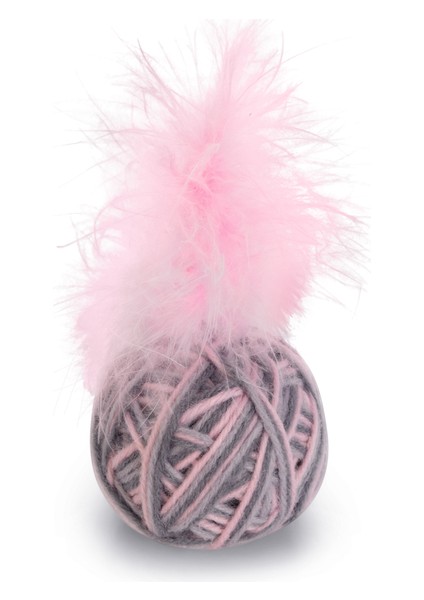 Beeztees Kedi Oyuncağı, Top Tüylü, Yün, Pembe ve Gri, 5cm