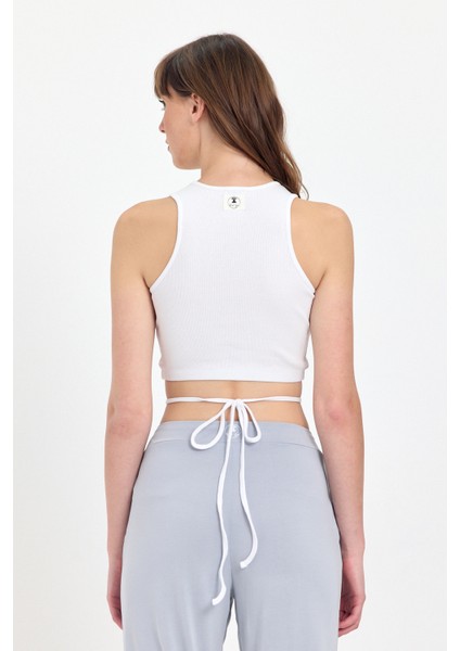 Belden Bağlamalı Fitilli Crop T-Shirt