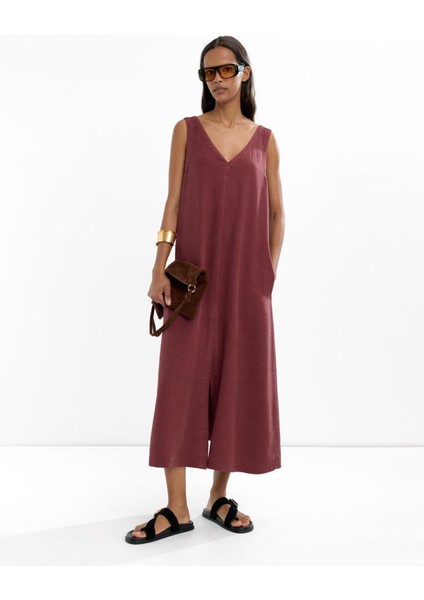 %100 Liyosel Midi Elbise
