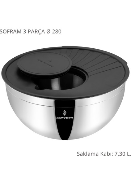 3 Parça 28 cm Karıştırma ve Saklama Kabı
