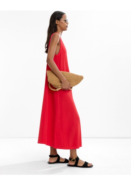 %100 Liyosel Midi Elbise