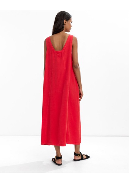 %100 Liyosel Midi Elbise
