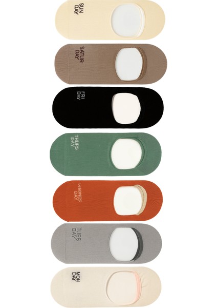 Erkek Günler Baskılı 7'li Görünmez Babet Çorap