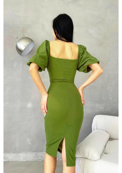 Kemer Detaylı Ithal Krep Elbise modelleri