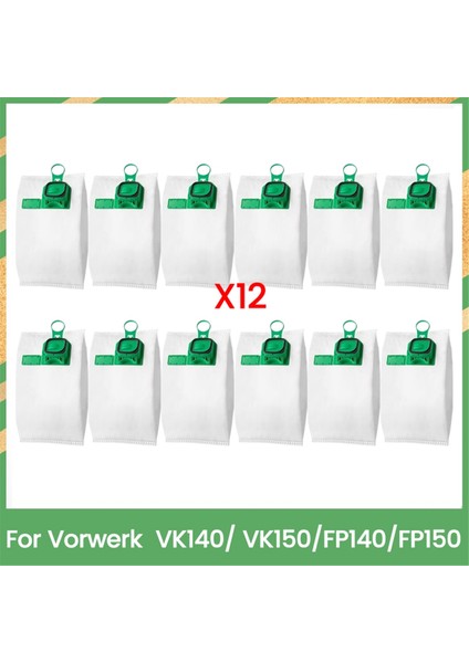 Vorwerk VK140/VK150/FP140/FP150 Dikey Elektrikli Süpürge Yedek Parçaları Için 12 Adet Yedek Tek Kullanımlık Toz Torbası Seti (Yurt Dışından)