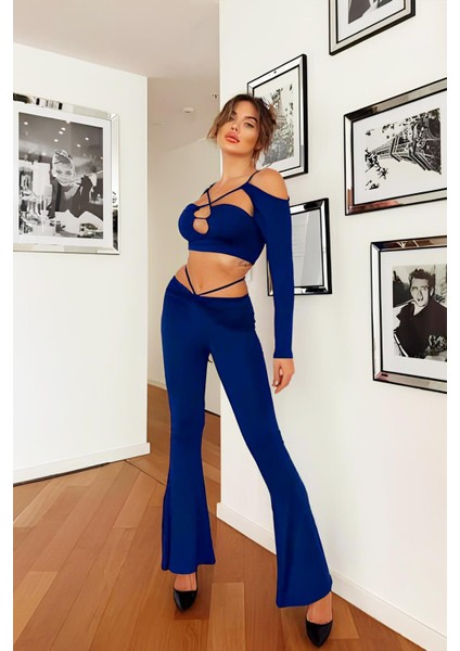 Bağcık Detaylı Büstiyer Pantolon Takım