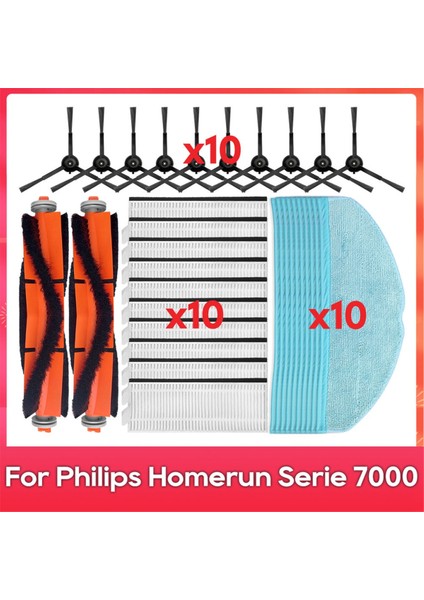 Philips Homerun Serie 7000, XU7100/01, XU7100/02 Hepa Filtre Ana Yan Fırçalı Mop Robot Süpürge Seti (Yurt Dışından)