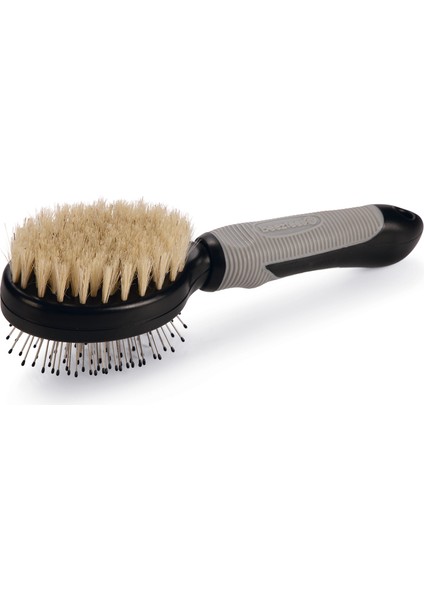 Beeztees Kısa ve Uzun Tüylü Kedi Çift Fırçası ve Tarağı, Çift Taraflı, Siyah Gri, 21CM