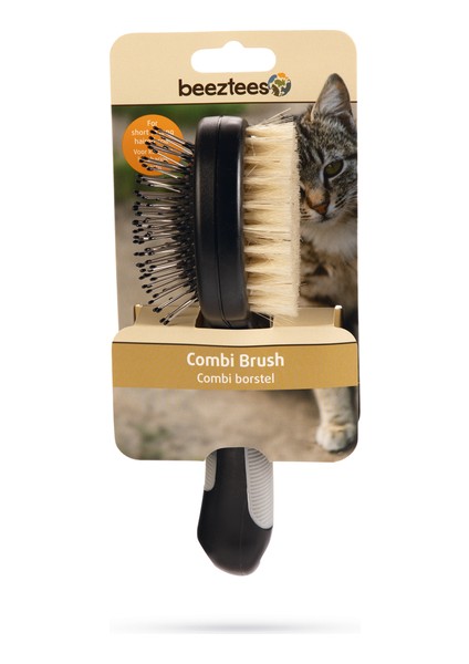 Beeztees Kısa ve Uzun Tüylü Kedi Çift Fırçası ve Tarağı, Çift Taraflı, Siyah Gri, 21CM modelleri