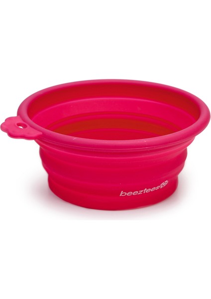 Beeztees Köpek Mama ve Su Kabı, Teleskopik, Pembe, Silikon, 15,5cm, 250ML