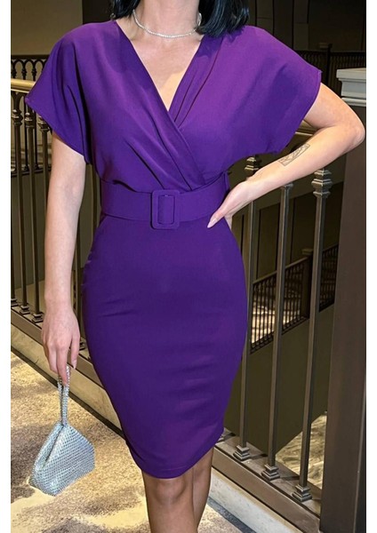 Kemer Detaylı Scuba Krep Elbise fiyatları