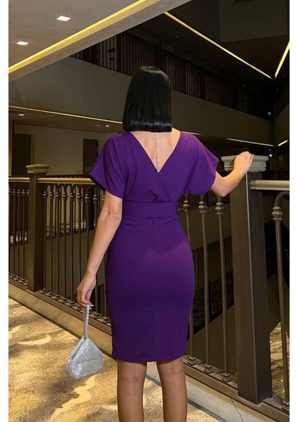 Kemer Detaylı Scuba Krep Elbise modelleri