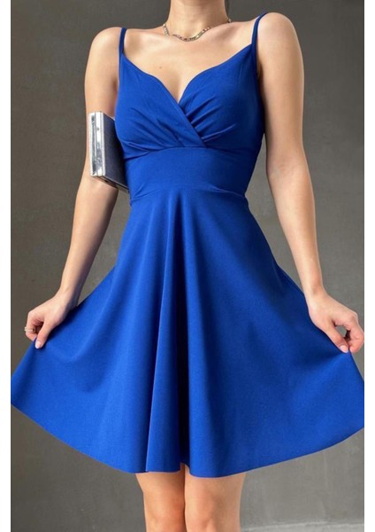 Ince Askılı Ithal Krep Elbise